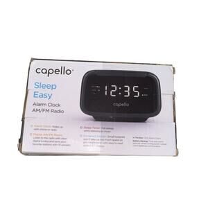 Capello Sleep Easy Alarm Clock Am/Fm Radio Sleep Timer Black Open Box